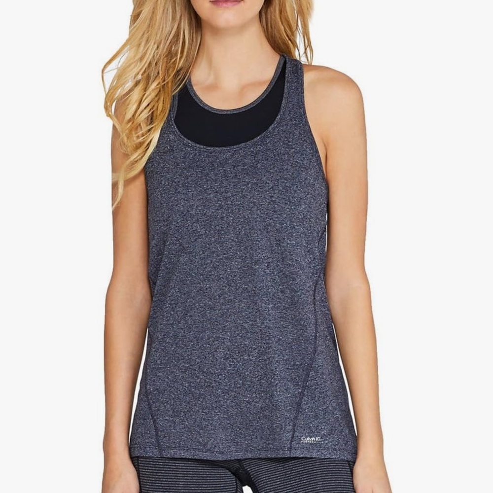 Calvin Klein Performance Heather Gray T-Back Workout Tank Top Women’s Medium